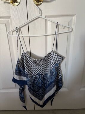 Zara Blue and White Paisley tie Cami
